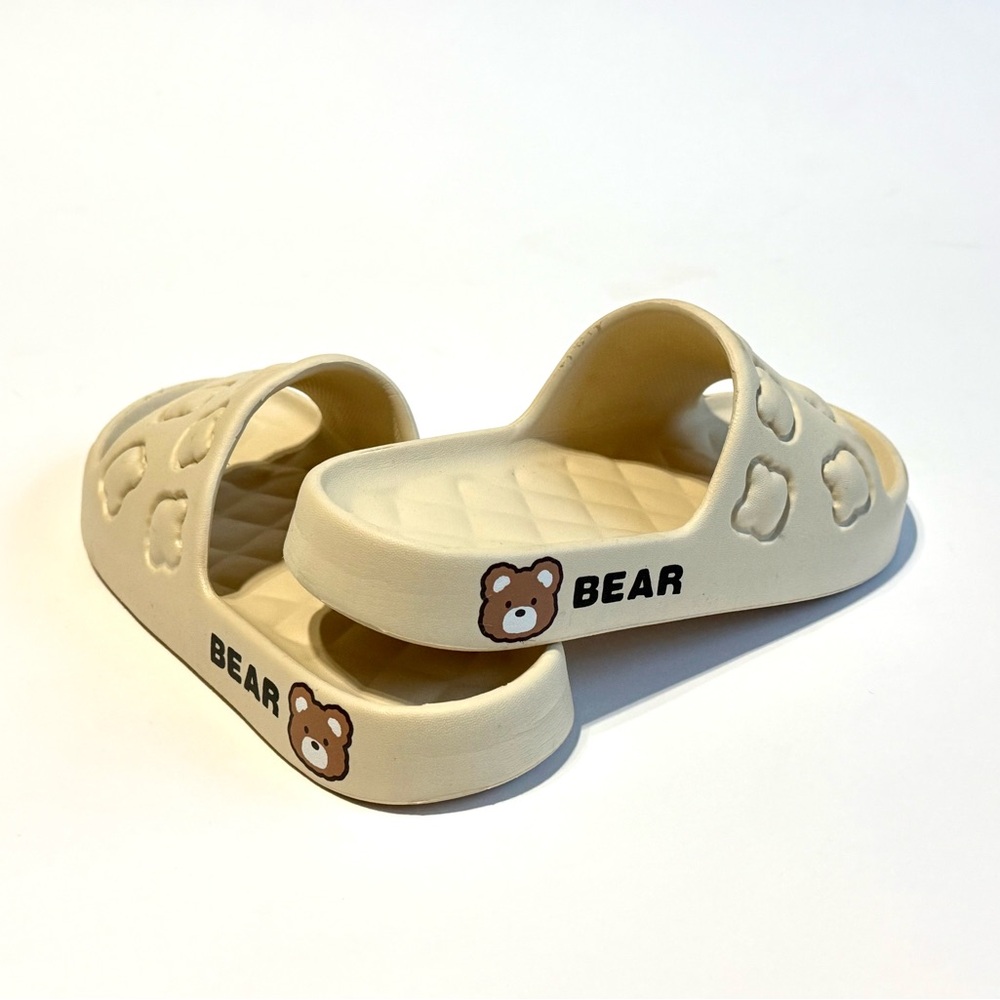 Beige Bear Slides Women’s Sandals Cute Kawaii Cozy Slippers Size - Picture 3 of 8